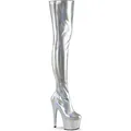 ADORE-3000HWR Damen Boots von Pleaser, Silber , EU 36, US 6 - 36