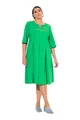 Ulla Popken Damen große Größen Übergrößen Plus Size Midikleid, Faltenrock, A-Linie, Tunika-Ausschnitt, 3/4-Arm naturgrün 58+ 817450450-58+