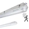 proventa® Feuchtraumleuchte mit HF-Bewegungsmelder und LED-Röhre 150 cm 1x 20,5W 3.100lm 4.000K IP65 Kunststoff grau