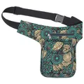 Kunst und Magie Bauchtasche Sidebag Hipbag Goa Mandalat Gürteltasche Festivaltasche, Farbe:Petrol/Braun