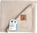 Little Dedi Baby Weiche Strickdecke – Weich & Atmungsaktiv – Oeko-Tex Zertifiziert – Leicht & Kuschelig – Perfekt für Neugeborene, Kleinkinder, Kinderbett, Kinderwagen & Babyzimmer (Beige Alina)