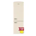 Amica Retro Kühl‑Gefrierkombination freistehend 330 l Total NoFrost Superkühlen Supergefrieren LED‑Beleuchtung Chrom‑Flaschengitter 199 x 60 x 72,5 cm – Kuehlschrank Freistehend Beige