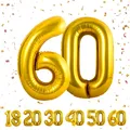 Goldene Zahlenballons 60 Jahre | XXL Folienballon 40" für Geburtstagsparty un...