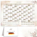 XXL Jahreskalender 2025 + Januar 2026 Jahresplaner in A1 im schönem beigen Design mit Ferien und Feiertagen Wandkalender Wandplaner Kalender Planer gefaltet gefalzt