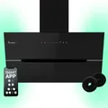 KKT KOLBE Dunstabzugshaube 90 cm 782 cbm/h Umluft Abluft Kopffrei Wandhaube Schwarz Glas Smart WiFi App WLAN RGBW-LED-Beleuchtung ECCO9005SM - Schwarz