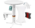 Casaria Stehtisch, Klappbar mit Husse Weiß 70cm Hochtisch Rund Partytisch Outdoor
