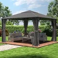 TOOLPORT Sunset 4x4 m Hardtop Gartenpavillon, inkl. 4 Seitenteile, loft grey - (300195)