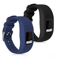 kwmobile 2X Uhrenarmband für Garmin Vivofit 4 Armband - Fitnesstracker Band Set aus TPU Silikon - Ersatzarmband Smartwatch - Schwarz Dunkelblau