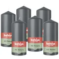 Bolsius – Essentials – glatte Stumpenkerze – Grau – 13 cm – 6 Stück - Dekorative Kerzen – Enthält natürliches Pflanzenwachs – Ohne Palmöl