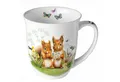 Ambiente Luxury Paper Products Tasse, Keramik, Tasse 10cm Porzellan mit Eichhörnchen & Blumen Motiv Weiß / Braun