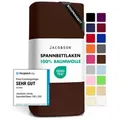 Jacobson Spannbettlaken BOXSPRING & ÜBERLÄNGE aus 100% Baumwolle, für hohe & lange Matratzen, Jersey Bettlaken 160 g/m2, OEKO-TEX® braun 140 - 160 cm x 220 cm