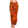 PANASIAM Sarong Pareo Tuch aus Viskose - blickdichtes Unisex Strandtuch & Wickelkleid, Viskose, in Größe L & XL - Wickelrock oder Bikini Cover-up für Damen & Herren orange 250x116cm