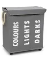 hausratplus osoltus Wäschebox - Wäsche-Sortierer mit Deckel & Rollen - Bad-Organzier - Wäschekorb - Wäschetruhe - Badezimmer Wäsche-Sortiersystem - Grau