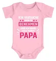 MoonWorks® Baby Body bedruckt mit Spruch Ich versuche mich zu benehmen witzige Sprüche Bio-Baumwolle Jungen & Mädchen Mädchen rosa 3-6 Monate