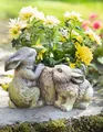 Dekoleidenschaft Pflanzer Häschen aus Polyresin in Stein-Optik, grau, Blumentopf, Pflanztopf, Osterdeko, Gartendeko für Draußen