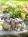 Blumen Pflanz Topf Häschen" Polyresin Gefäß in Stein Optik, Oster Garten Deko