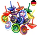 LISOPO Mitgebsel Kindergeburtstag 15 Stück Kreisel aus Holz Holzkreisel