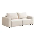 HOME DELUXE Modulares Schlafsofa VINA S, Beige - 210 x 92 x 85 cm - inkl. Stauraum | Cordsofa, Sofa mit Schlaffunktion, Couch