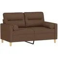 2-sitzer-sofa Mit Zierkissen Braun 120 Cm Stoff Vidaxl