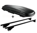 Skibox schwarz VDP JUXT500 lit+Dachträger Alu für für Mitsubishi Outlander PHEV