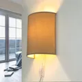Wandlampe mit Schalter E27 Braun Stoff Metall Up Down Wandleuchte Schlafzimmer