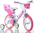 Dino Bikes Kinderfahrrad 16" Little Heart Kinderfahrrad Mädchen 4–7 Jahre Stützräder, 1 Gang, mit Stützrädern, Korb und Puppensitz