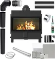 Kamin KRATKI LUCY 16 kW Ø200 SCHWARZ Einbauset mit Schließung