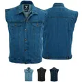 BULLDT Motorradweste BLD698 Jeansweste Biker Kutte Denimweste Bikerweste Motorradweste Weste blau 52/L