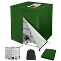Druuzyl IBC Tank Abdeckung 1000L mit Reißverschluss - UV-Schutzplane 120x100x116cm - Passend für IBC Container & Regentonnen - Wasserdichte Schutzfolie mit Belüftung - Inkl. Befestigungsbändern,grün