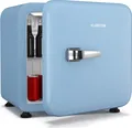 Klarstein Audrey Evo 43L Mini Kühlschrank - Retro-Design, Leise 40 dB, Kompakter Kühlschrank Klein mit Verstellbaren Füßen und Wendetür, Mechanischer Thermostat, Weiß, Ideal für Schlafzimmer und Büros