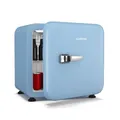 Klarstein Audrey Evo 43L Mini Kühlschrank - Retro-Design, Leise 40 dB, Kompakter Kühlschrank Klein mit Verstellbaren Füßen und Wendetür, Mechanischer Thermostat, Weiß, Ideal für Schlafzimmer und Büros