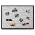 Magnettafel für Büro Küche Ziegelwand helles Mauerwerk Schwarzer Rahmen 70x50 cm