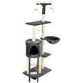 SEVICO Kratzbaum Spielbaum für Katzen Sisal große Katzen Kletterbaum 140 cm V47-SZ - Grau