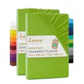 Lavea® 2er Pack Spannbettlaken 140x200cm - 160x200cm, Bettlaken aus 100% Baumwolle Jersey, mit Rundumgummizug, für Matratzen bis 20 cm Höhe, weich, formstabil, langlebig, Apfelgrün
