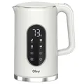 Olvy Elektrischer Wasserkocher 1,7L mit Temperaturkontrolle – Schnellkochender Edelstahl Heißwasserkocher, 2200W, Warmhaltefunktion, Doppelwand-Design (Weiß)