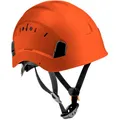 HÖGERT TECHNIK - Schutzhelm Diemel, Bauhelm Orange, Arbeitshelm aus ABS, EN 397, verstellbar mit Ratschensystem, Belüftung, Kinnriemen, Baustellenhelm, Sicherheitshelm