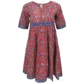 Guru-Shop Midikleid Boho Minikleid, sommerliches Minikleid,.. alternative Bekleidung rot L