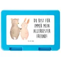 Mr. & Mrs. Panda Butterdose Bär und Hase Umarmen - Weiß - Geschenk, Snackbox, Partner, Bärchen, E, Premium Kunststoff, (Packung, 1-tlg., Brotdose Bär Hase Umarmen), Luftlöcher weiß