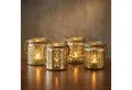 Levandeo® Teelichthalter, 4er Set Windlicht Glas Gold H10cm Gelb Teelichthalter Tischdeko Kerze