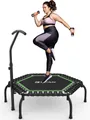 BCAN Fitnesstrampolin Indoor Ø 122 cm, Trampolin Erwachsene bis 250 kg, Ø 122 cm, (1 tlg), Bodentrampolin mit verstellbarem T-Griff & 42 Gummiseilen