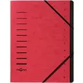 PAGNA Fächermappe DIN A4 Unbeschriftet Pappkarton 12 Fächer Rot 24,5 (B) x 0,5 (T) x 32 (H) cm