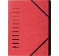 PAGNA Fächermappe Ordnungsmappe A4 12-teilig rot Aufdruck 1-12 auf dem Deckel mit Ec