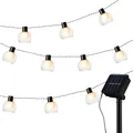 Solar Lichterkette für außen mit Smokey Rauchglas-Optik Lampenschirm | 10 Glühbirnen Ø ca. 7 cm | 200 cm + Zuleitung zum Solarpanel | Deko-Beleuchtung für Garten, Terrasse, Balkon