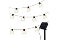 IC Gardenworld LED-Lichterkette Solar Lichterkette für außen mit Smokey Rauchglas-Optik Lampenschirm, 10-flammig, 10 Glühbirnen, 200 cm lang, Beleuchtung für Garten, Terrasse, Balkon