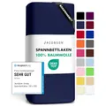 Jacobson Jersey Spannbettlaken Spannbetttuch Baumwolle Bettlaken (XL 90x200-100x220 cm, Dunkelblau)