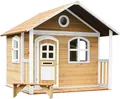 AXI Spielhaus Milan aus  Holz | Outdoor Kinderspielhaus mit Veranda für den Garten in Braun & Weiß | Gartenhaus für Kinder mit Fenstern