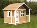 Kinder-Holz-Spielhaus Classic 170cm-breit Kinderspielhau Spielhaus In Braun/weiß