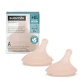 Suavinex, 2 Babyflaschensauger für Zero Zero Anti-Colic Babyflasche, Ersatz Sauger mit Spezial-Stillfluss (A), Anpassbarer Nahrungsfluss, Speziell für gestillte Babys, Silikon, Babys +0M, 2U, Medium