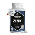 Zink Tabletten hochdosiert, 25 mg je Tagesdosis, 50 mg pro veganer Tablette für 12 Monate, Natürliches Nahrungsergänzungsmittel ohne Zusatzstoffe, Made in Germany