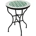 Marokkanischer Mosaiktisch Estrella Grün-Weiss Ø60 cm - Handarbeit